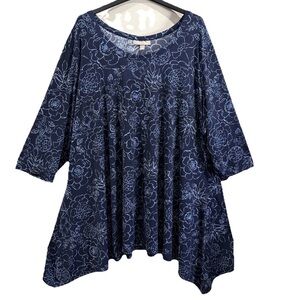 Woman Within Floral Swing Tunic Spring Cottagecore 3X Boho